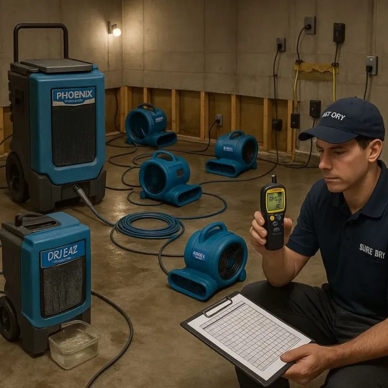 Structural Drying and Dehumidification process in Pimmit Hills, VA